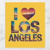 Los Angeles Skyline Sunset & Hollywood Typografie Wijn Etiket (Enkel label)