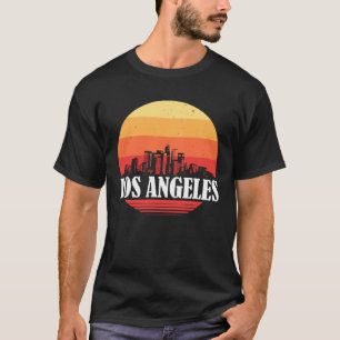Los Angeles Skyline zonsondergang in retro stijl T-shirt