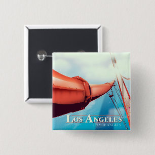 Los Angeles "stad van engelen" Vakantieposter. Vierkante Button 5,1 Cm