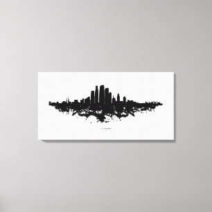 Los Angeles stads silhouet in waterverf Canvas Afdruk