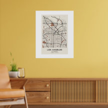 Los Angeles Stadsplattegrond Poster Minimalistisch