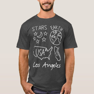 Los Angeles Stars Earth USA California White Tekst T-shirt