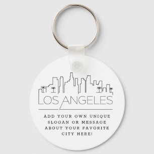 Los Angeles Stylized Skyline   Aangepaste slogan Sleutelhanger