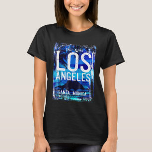 Los Angeles Sunset Boulevard Santa Monica blauw Ts T-shirt