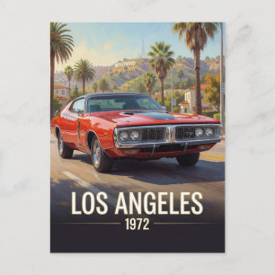 Los Angeles Sunset Muscle Car 1972 Californië Briefkaart