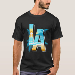 Los Angeles Sunset Palm Trees Californië Surf T-shirt