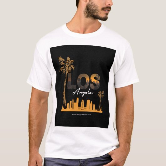 Los Angeles Sunset Skyline Design T-shirt (Voorkant)
