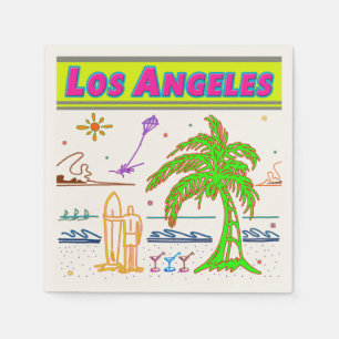 "Los Angeles" Surfer Beach Napkins Servet
