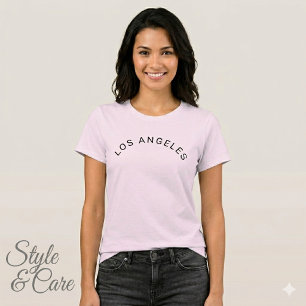Los Angeles Text Mark Bleek Roze Comfortabele Pasv T-shirt