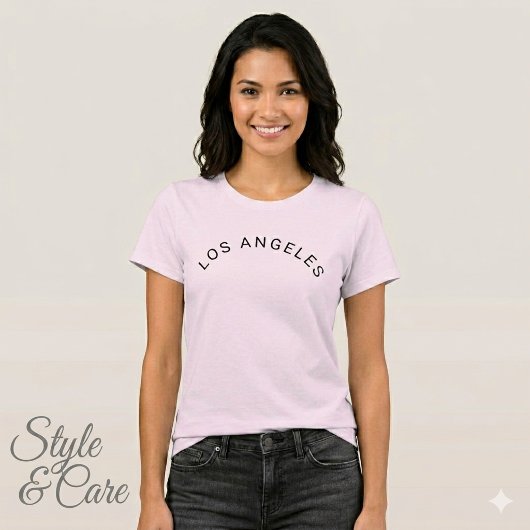Los Angeles Text Mark Bleek Roze Comfortabele Pasv T-shirt