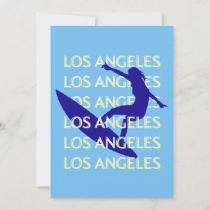 Los Angeles Travel Art, Californië, Reizen, Blauw Feestdagenkaart