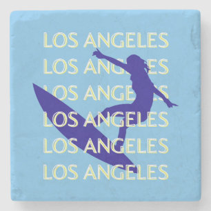 Los Angeles Travel Art, Californië, Reizen, Blauw Stenen Onderzetter