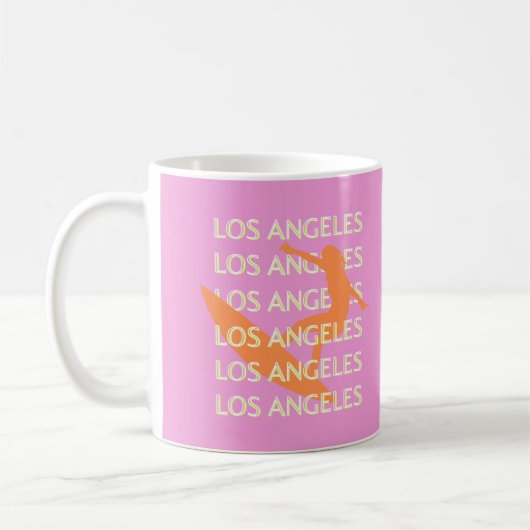 Los Angeles Travel Art, Californië, Reizen, Roze Koffiemok (Links)