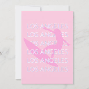 Los Angeles Travel Art, Californië, Roze, Preppy Feestdagenkaart