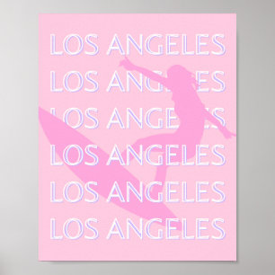 Los Angeles Travel Art, Californië, Roze, Preppy Poster