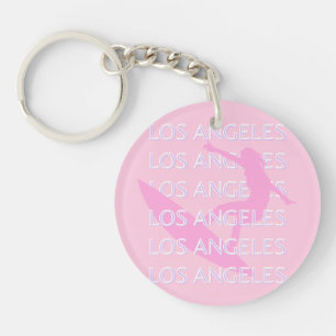 Los Angeles Travel Art, Californië, Roze, Preppy Sleutelhanger