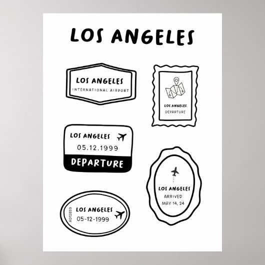 Los Angeles - Travel Stamp Collectie | minimalisti Poster (Voorkant)