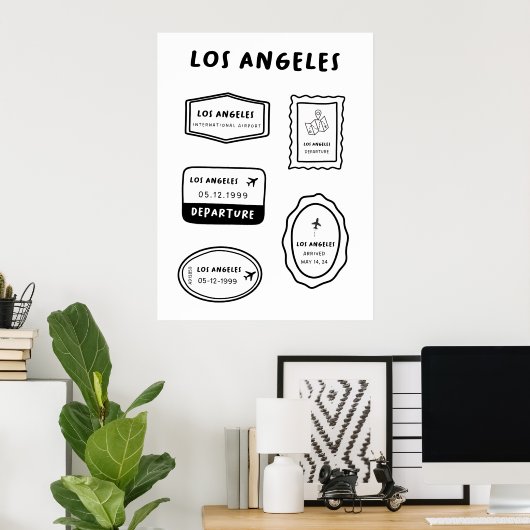 Los Angeles - Travel Stamp Collectie | minimalisti Poster (Thuiskantoor)