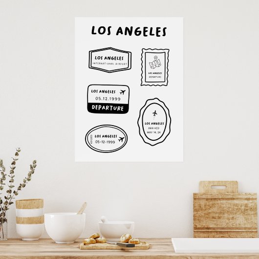 Los Angeles - Travel Stamp Collectie | minimalisti Poster (Keuken)