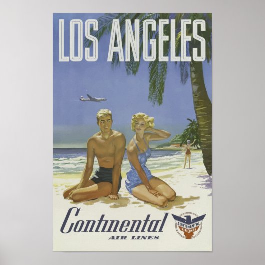 Los Angeles USA Aviation Airline Vintage Travel Poster (Voorkant)