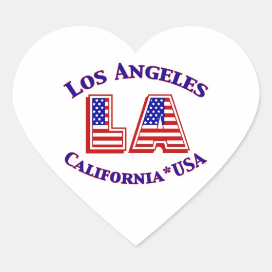 Los Angeles USA Patriotic Logo Heart Sticker (Voorkant)