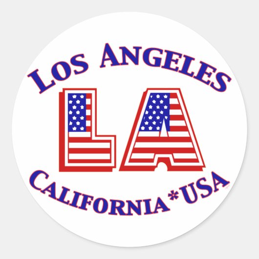 Los Angeles USA Patriotic Logo Ronde Sticker (Voorkant)