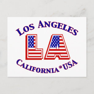Los Angeles USA Patriotic Red, White & Blue Logo Briefkaart