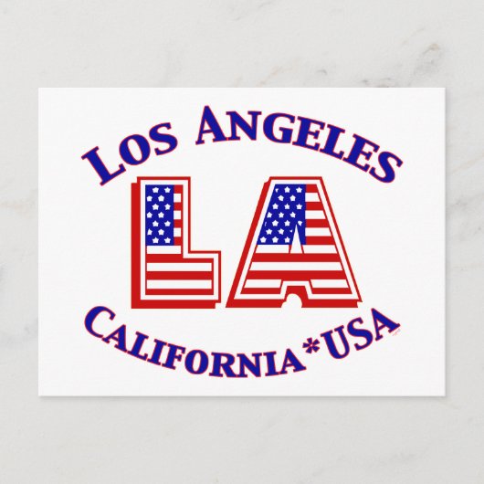 Los Angeles USA Patriotic Red, White & Blue Logo Briefkaart (Voorkant)