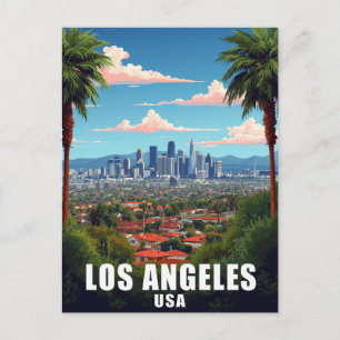 Los Angeles USA Silhouette Palmboom Reizen Briefkaart