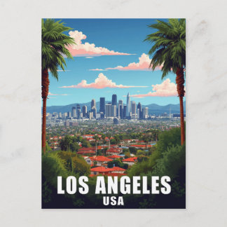 Los Angeles USA Skyline Palm Trees Travel Briefkaart