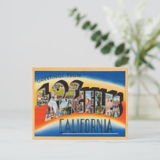 Los Angeles Vintage Travel Briefkaart teruggezet (Staand voorkant)