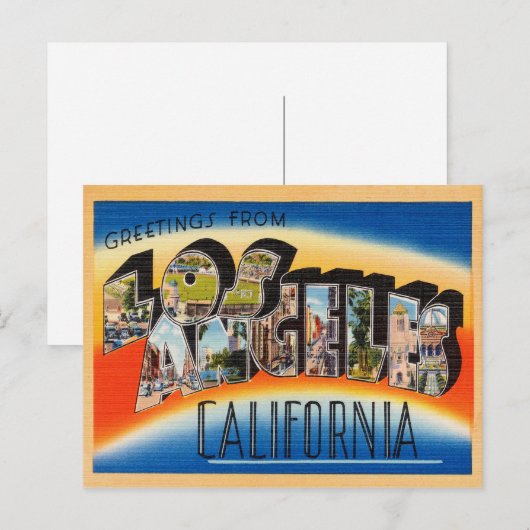 Los Angeles Vintage Travel Briefkaart teruggezet (Voorkant / Achterkant)