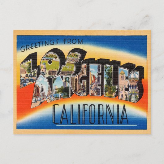 Los Angeles Vintage Travel Briefkaart teruggezet (Voorkant)