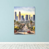 Los Angeles watercolor kunst Canvas Afdruk (Insitu (Houten vloer))