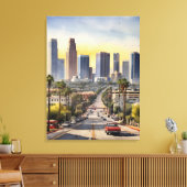 Los Angeles watercolor kunst Canvas Afdruk (Insitu (Woonkamer))