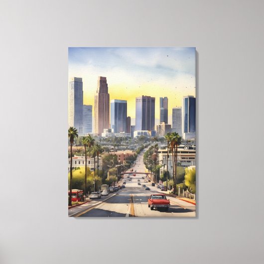Los Angeles watercolor kunst Canvas Afdruk (Voorkant)