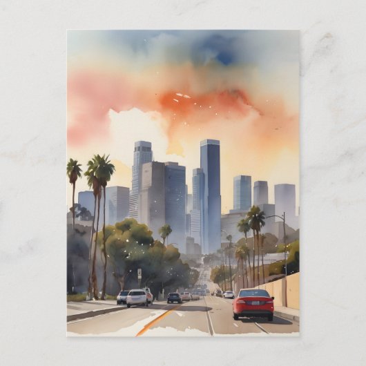 Los Angeles waterverf kunst Briefkaart (Voorkant)