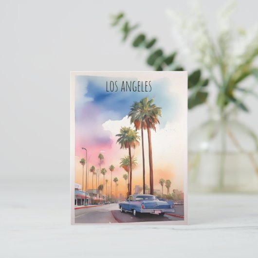 Los Angeles waterverf kunst Briefkaart (Staand voorkant)