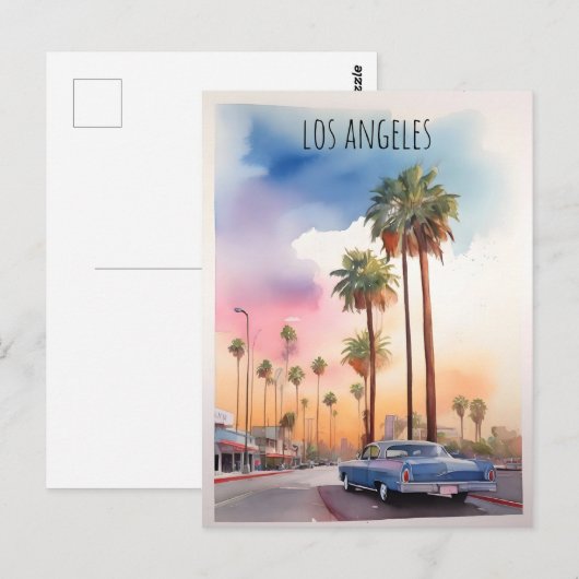 Los Angeles waterverf kunst Briefkaart (Voorkant / Achterkant)