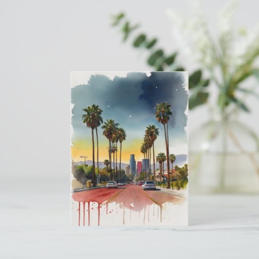 Los Angeles waterverf kunst Briefkaart (Staand voorkant)