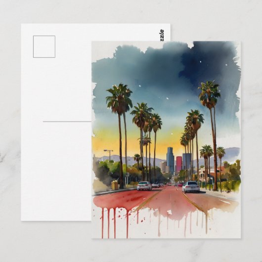 Los Angeles waterverf kunst Briefkaart (Voorkant / Achterkant)