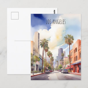 Los Angeles waterverf kunst Briefkaart
