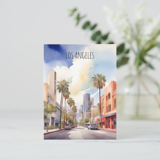 Los Angeles waterverf kunst Briefkaart (Staand voorkant)