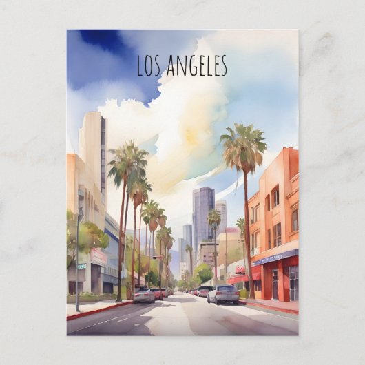 Los Angeles waterverf kunst Briefkaart (Voorkant)