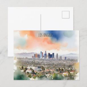 Los Angeles waterverf kunst Briefkaart