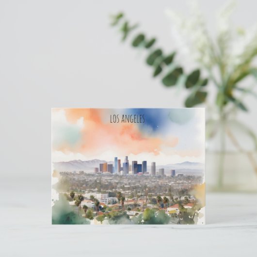 Los Angeles waterverf kunst Briefkaart (Staand voorkant)