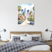Los Angeles waterverf kunst Canvas Afdruk (Insitu (Slaapkamer))