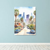 Los Angeles waterverf kunst Canvas Afdruk (Insitu (Houten vloer))