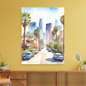Los Angeles waterverf kunst Canvas Afdruk (Insitu (Woonkamer))