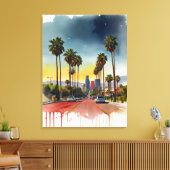 Los Angeles waterverf kunst Canvas Afdruk (Insitu (Woonkamer))